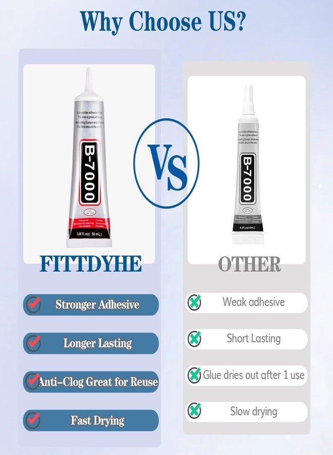 FITTDYHE B7000 Glue Clear with Precision Tip，50Ml B7000 Glue Clear for Rhinestones Glue for Crafts, Multipurpose Jewelry Glue for Fabric DIY Craft Makeup Shoes Jewelry Making Nail Art - Image 5