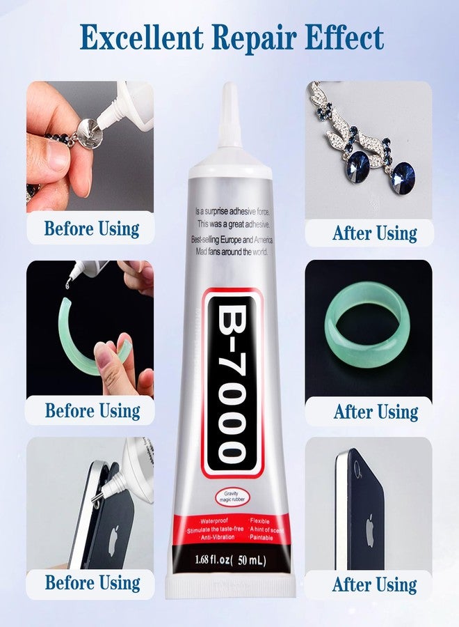 FITTDYHE B7000 Glue Clear with Precision Tip，50Ml B7000 Glue Clear for Rhinestones Glue for Crafts, Multipurpose Jewelry Glue for Fabric DIY Craft Makeup Shoes Jewelry Making Nail Art - Image 2