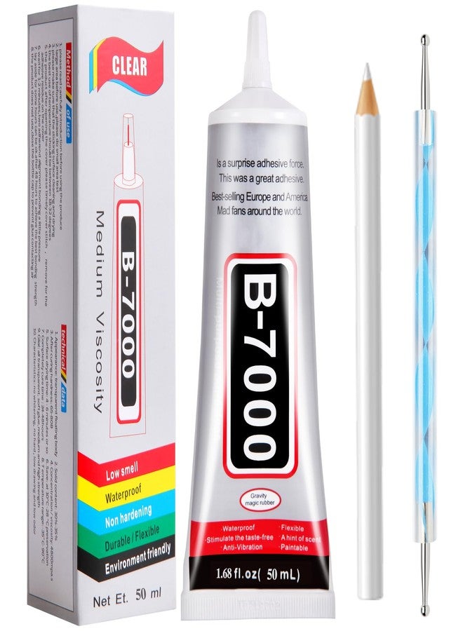 FITTDYHE B7000 Glue Clear with Precision Tip，50Ml B7000 Glue Clear for Rhinestones Glue for Crafts, Multipurpose Jewelry Glue for Fabric DIY Craft Makeup Shoes Jewelry Making Nail Art - Image 1