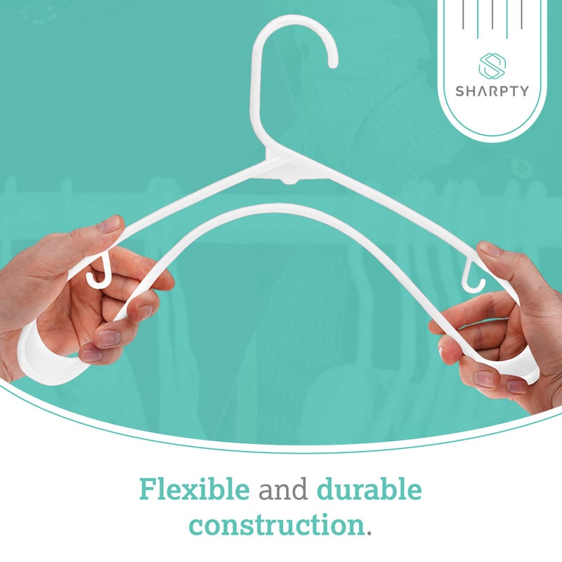 Sharpty Plastic Hangers Clothes Hangers for Clothing, Closet, Coats & Shirts - Durable & Space Saving - for Everyday Standard Use, Room Essentials & Basics - 20 Pack - White - Image 4