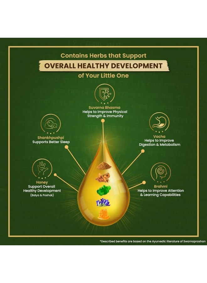 VASU Swarnaprashan Drop For Kids - Natural Formulated With Pure 24Ct Gold | Healthy Growth | Golden Nectar | Improves Strength & Immunity Booster For Kids (0-16 Years) - 30Ml - Image 2