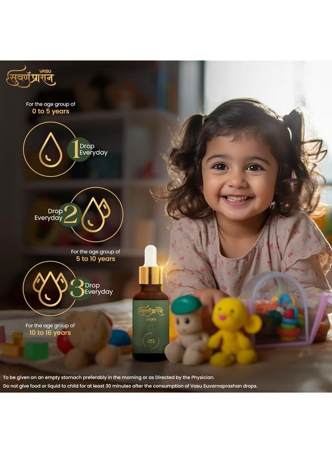 VASU Swarnaprashan Drop For Kids - Natural Formulated With Pure 24Ct Gold | Healthy Growth | Golden Nectar | Improves Strength & Immunity Booster For Kids (0-16 Years) - 30Ml - Image 5