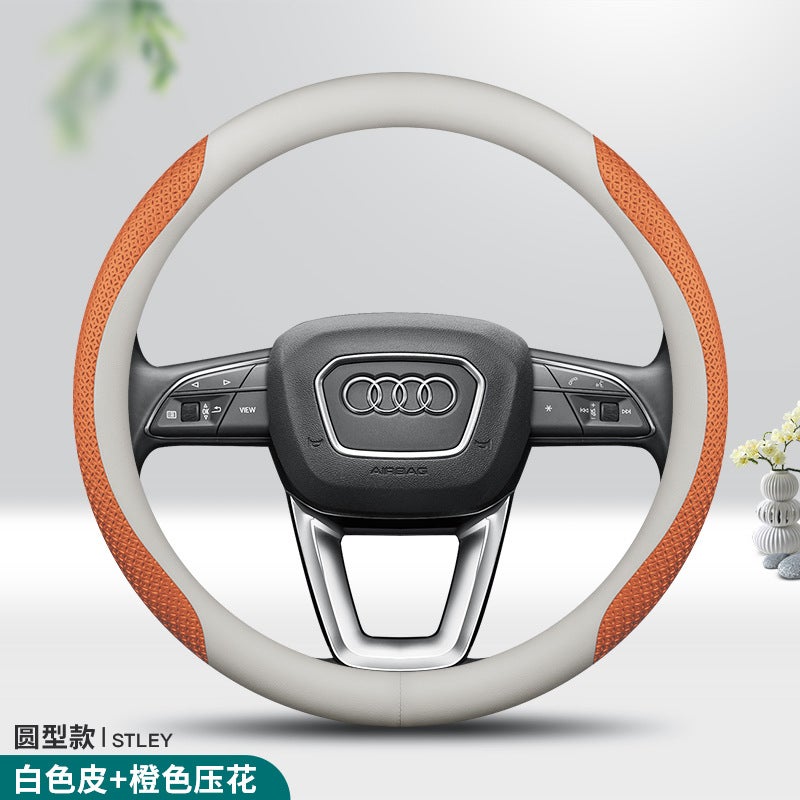 Special Audi Steering Wheel Cover New A4L A6L A3 Q2L Q3 Q5L Q7A5 Four-Season Leather Car Handle Cover - Image 2