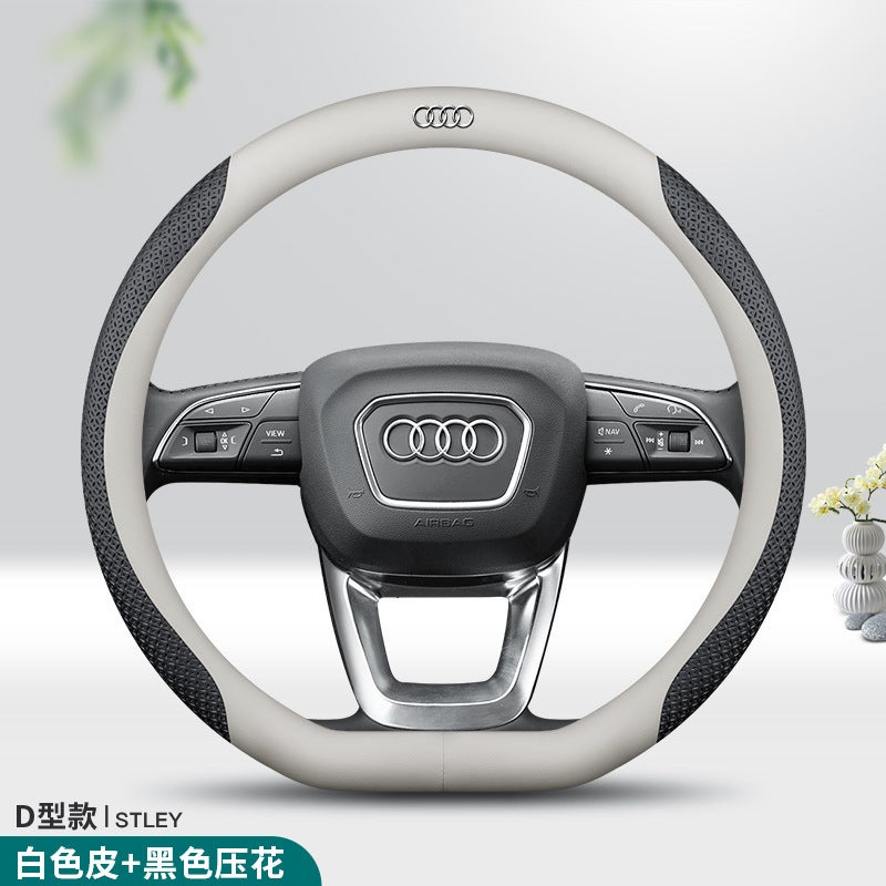 Special Audi Steering Wheel Cover New A4L A6L A3 Q2L Q3 Q5L Q7A5 Four-Season Leather Car Handle Cover - Image 1