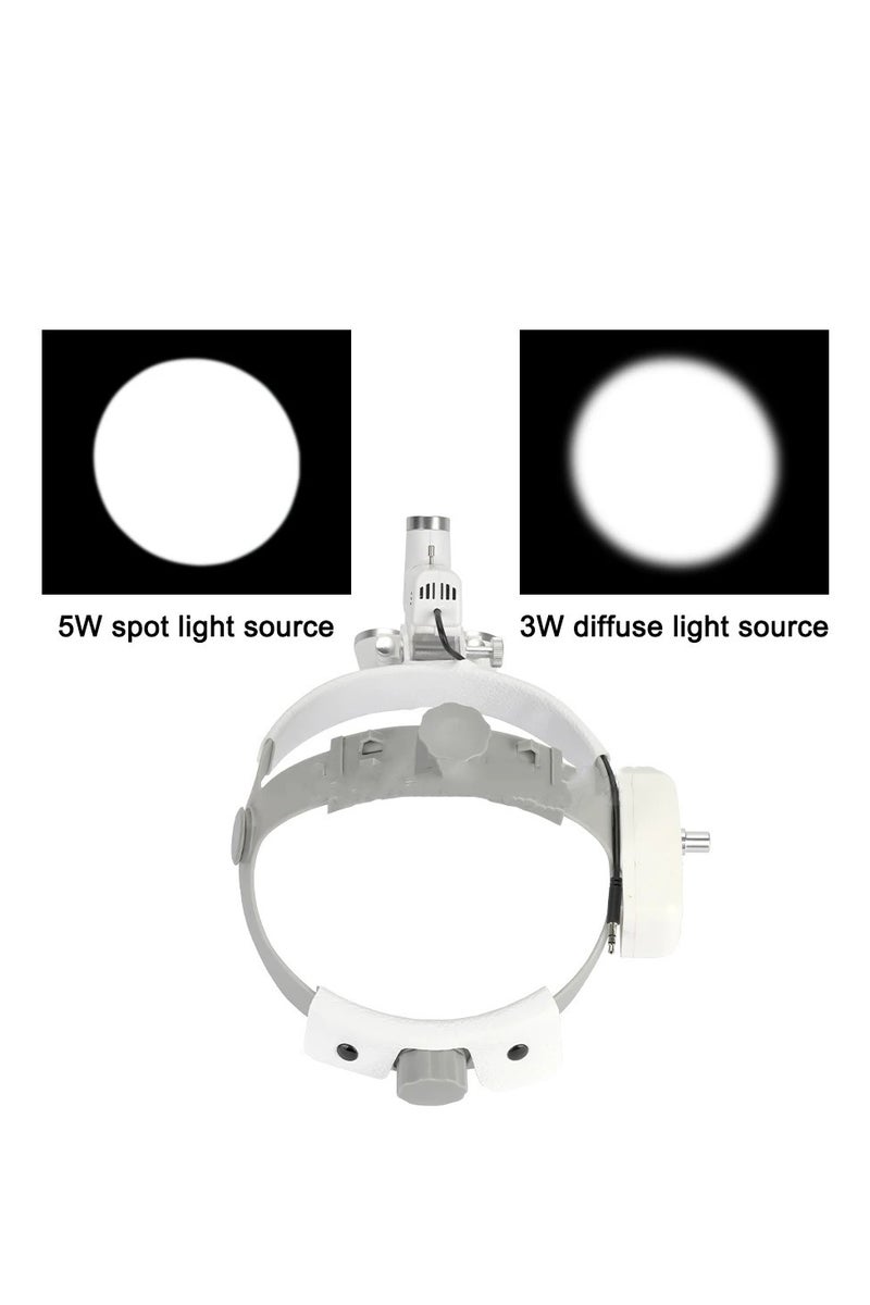 عدسة مكبرة للأسنان 2.5x 3.5x مصباح أمامي جراحي 5 واط مصباح أمامي لاسلكي مكبر للأسنان مصباح أمامي جراحي أبيض - نطاق 3.5x - Image 3