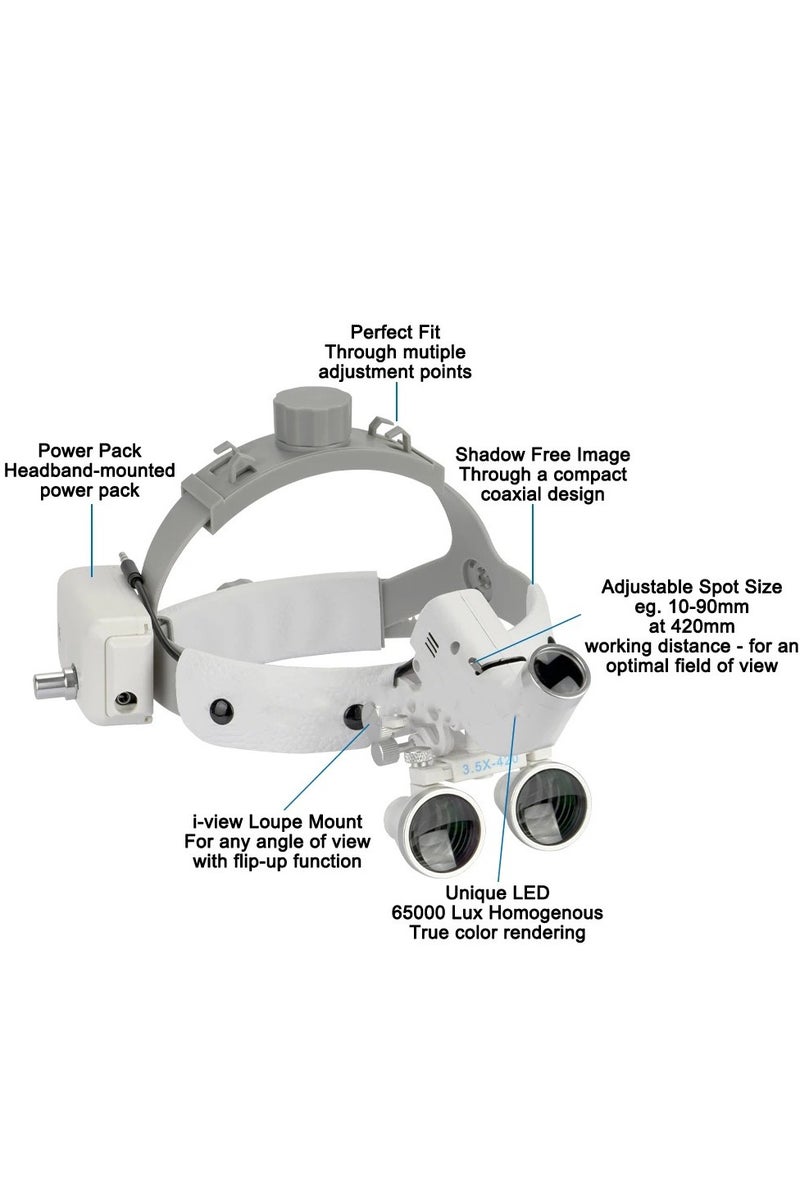 عدسة مكبرة للأسنان 2.5x 3.5x مصباح أمامي جراحي 5 واط مصباح أمامي لاسلكي مكبر للأسنان مصباح أمامي جراحي أبيض - نطاق 3.5x - Image 4