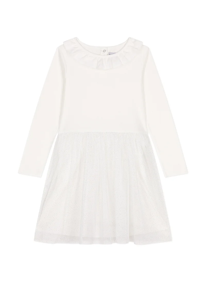 Petit Bateau Girls' dress in rib-knit and tulle