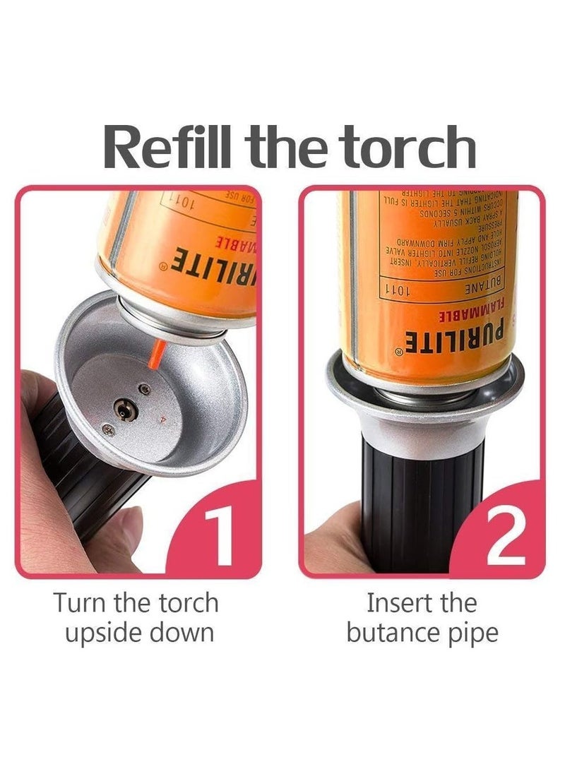 Culinary Blow Torch, Tintec Chef Cooking Torch Lighter, Butane Refillable, Flame Adjustable (Max 2500°F) With Safety Lock For Cooking, Bbq, Baking, Brulee, Creme, Diy Soldering & More Multicolor