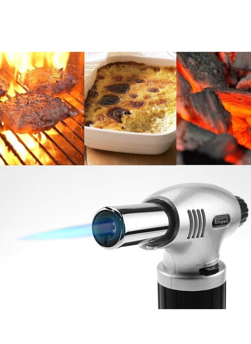 Culinary Blow Torch, Tintec Chef Cooking Torch Lighter, Butane Refillable, Flame Adjustable (Max 2500°F) With Safety Lock For Cooking, Bbq, Baking, Brulee, Creme, Diy Soldering & More Multicolor