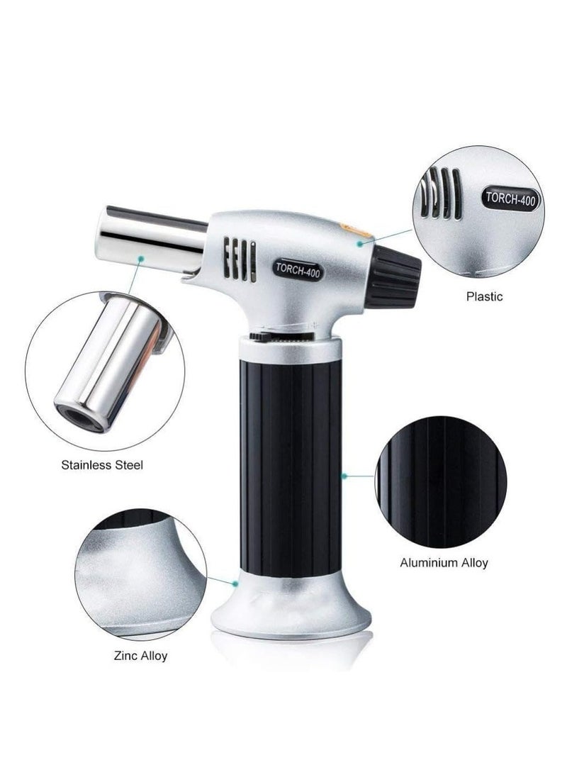 Culinary Blow Torch, Tintec Chef Cooking Torch Lighter, Butane Refillable, Flame Adjustable (Max 2500°F) With Safety Lock For Cooking, Bbq, Baking, Brulee, Creme, Diy Soldering & More Multicolor