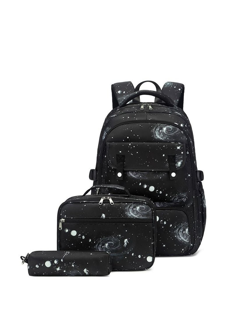 Aolida 3-Piece Academic Style School Backpacks For Boy Starry Sky Printed Backpack Set - Image 1