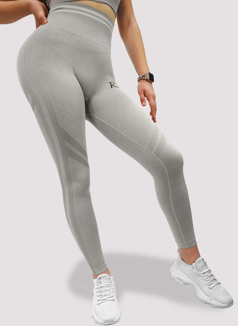 KIDWALA ACTIVE Kidwala 2 Pieces Pulse Set - High Waisted Leggings with Sports Round Neck Bra Shoulder Strap Workout Gym Yoga Sleeveless Outfit for Women (Small, Grey) - Image 2