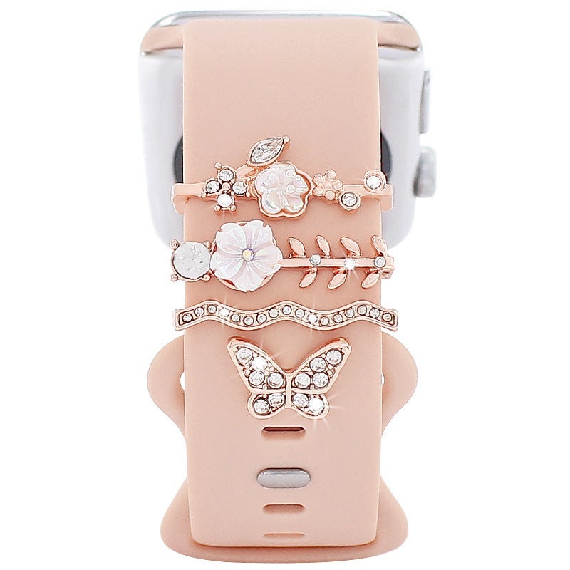 Suitable for apple watch band decorative ring apple watch universal silicone watch band decorative ring decorative nail Rose Gold