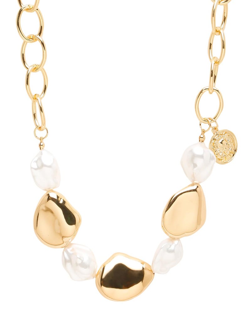 YouBella مجموعة مجوهرات يوبلا هدايا أنيقة مستوحاة من المشاهير مع قلادة لؤلؤ مطلية بالذهب وسوار للفتيات والنساء (النمط 5) - Image 3
