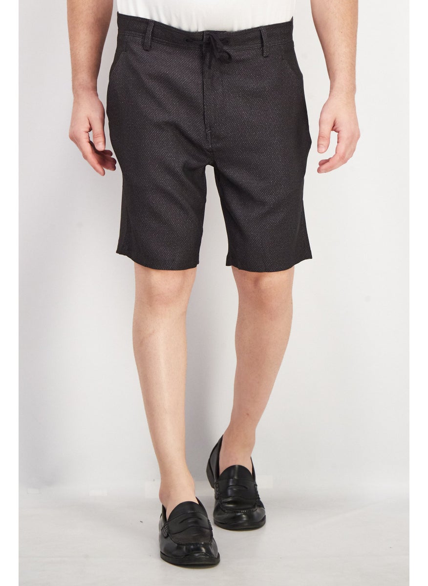 Kenneth Cole Men Micro Dot Belt Loops Basic Short, Black  - Image 1