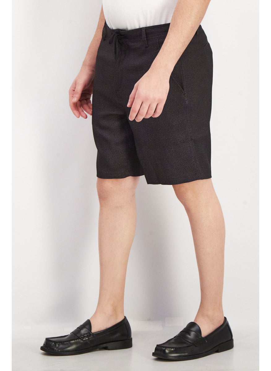 Kenneth Cole Men Micro Dot Belt Loops Basic Short, Black  - Image 3