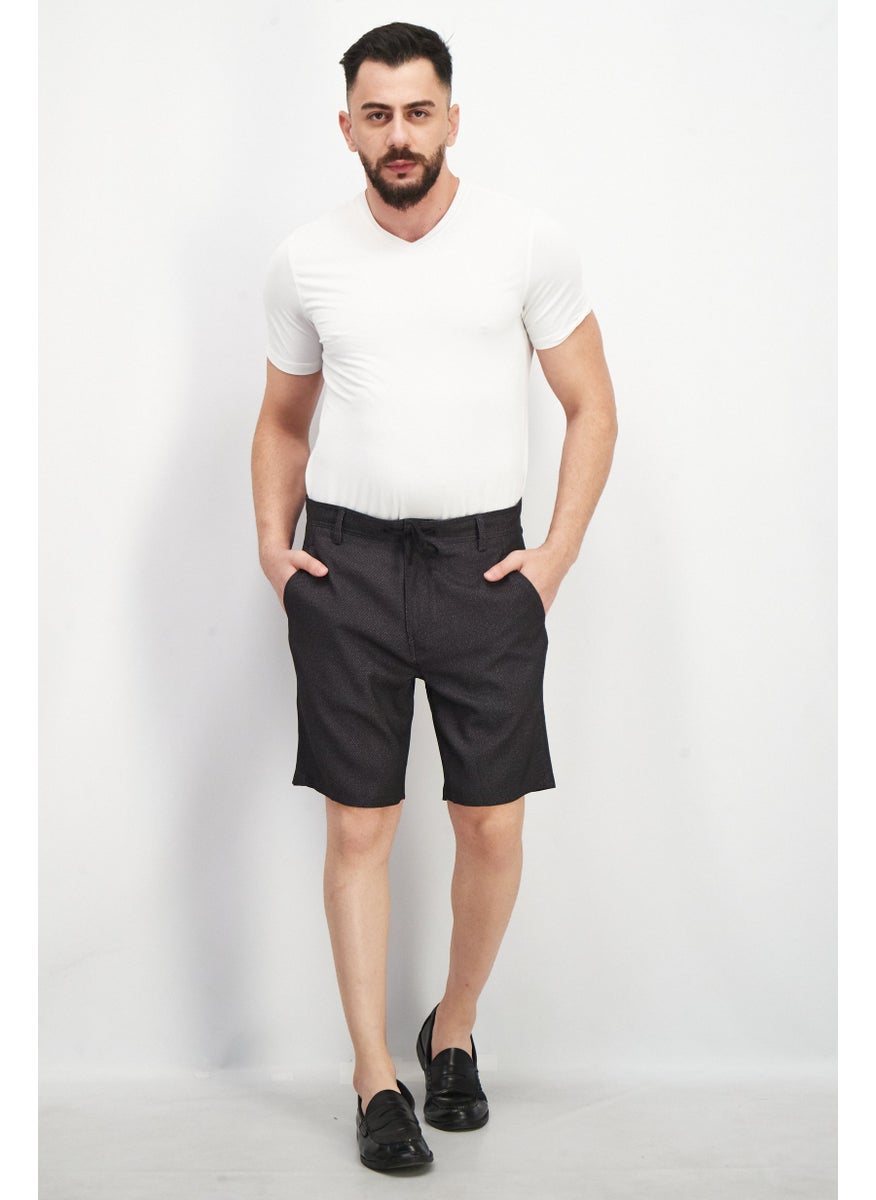 Kenneth Cole Men Micro Dot Belt Loops Basic Short, Black  - Image 2