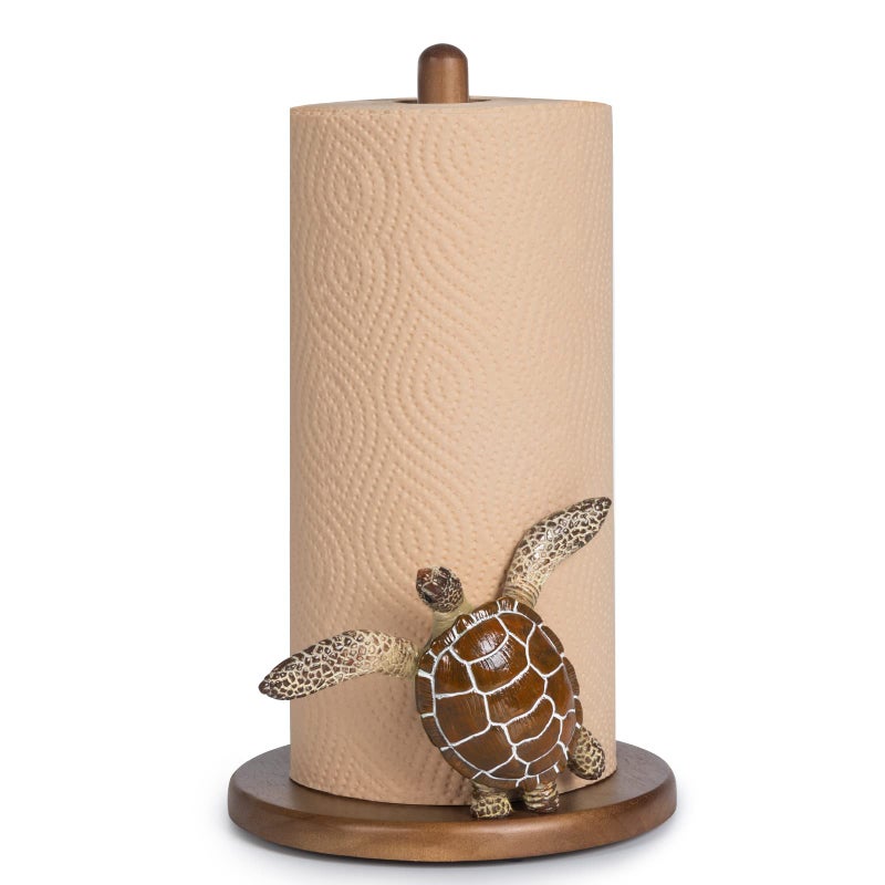YLOVAN Turtle Paper Towel Holder  Decorative Paper Towel Holders Wooden Cute Decor Sea Turtle Gifts for Women Wood Kitchen Countertop Stand Unique Funny Animal Coastal Ocean Beach House Home Beachy 