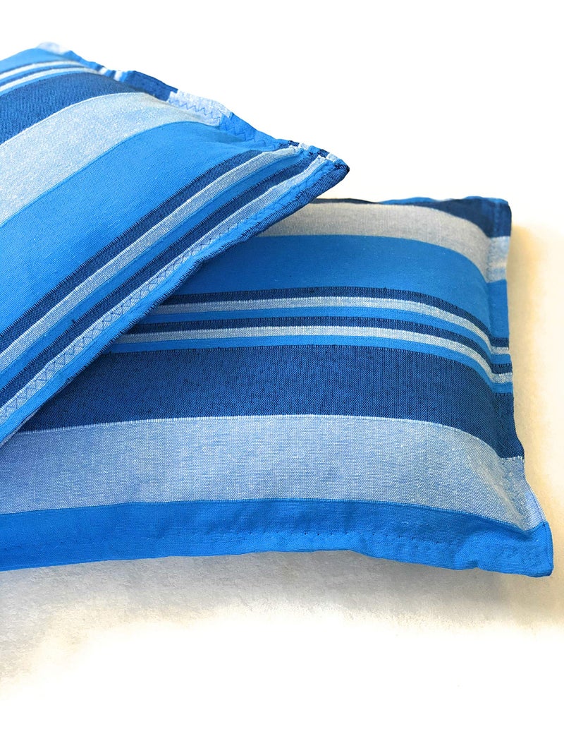 RANGBHAR Handloom Pillow Covers, Set of 2 Cotton Pillow Covers, Striped, 18 x 27 inch, Blue - Image 4