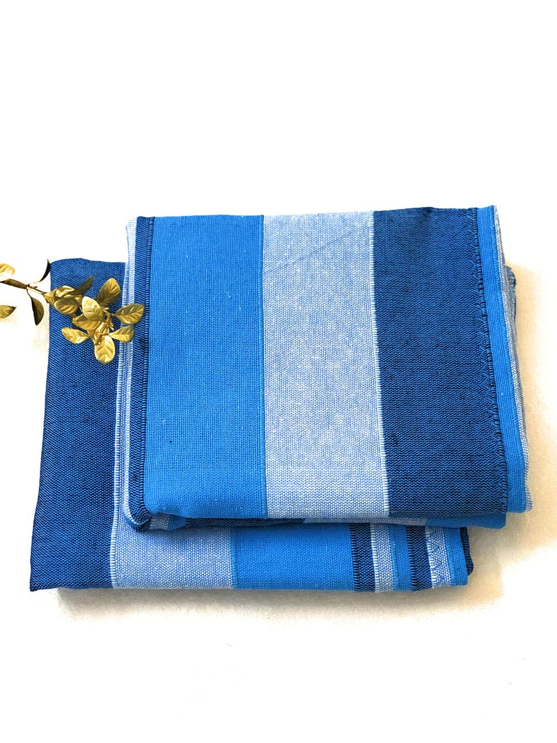 RANGBHAR Handloom Pillow Covers, Set of 2 Cotton Pillow Covers, Striped, 18 x 27 inch, Blue - Image 5
