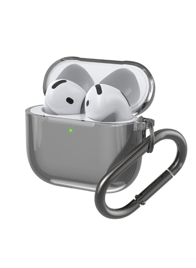 for Airpods 4（2024）Fourth Generation Transparent Protective Cover, Tpu Transparent Protective Cover With Keychain, Suitable For Women, Girls, Men, Anti Yellowing, Scratch Resistant, Shock Resistant, Full Protective Cover, Suitable for Airpods 4(Black) - Image 1