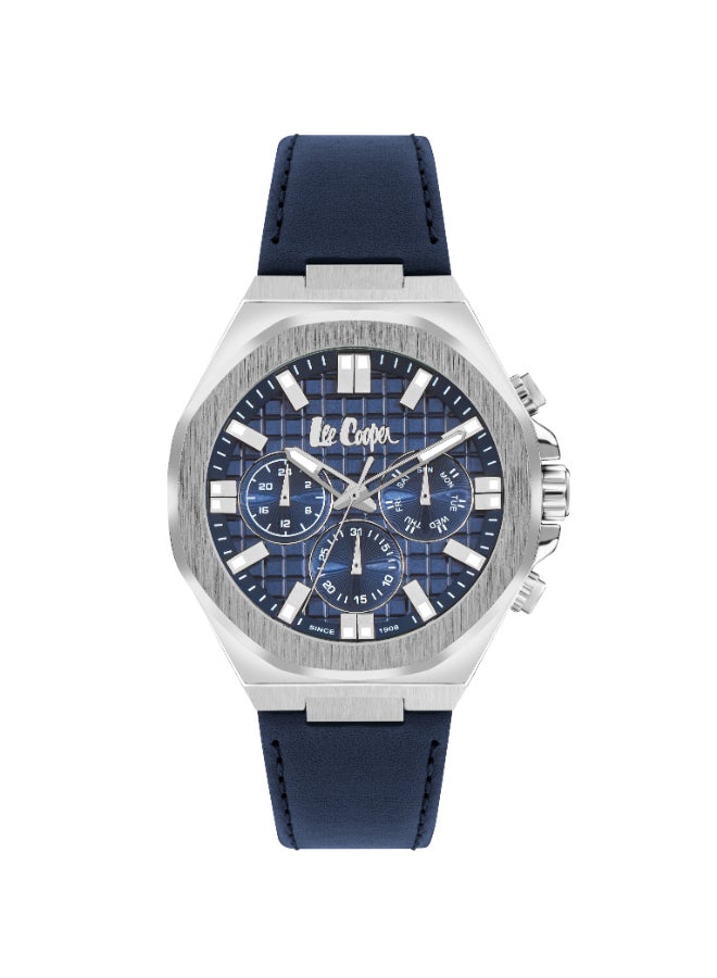 Lee Cooper ساعة يد جلدية دائرية الشكل بعرض تناظري للرجال LC07983.399 - 46 ملم - Image 1