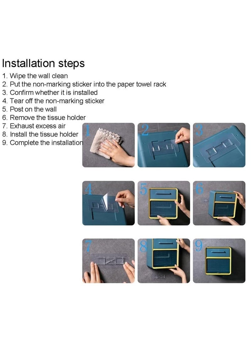 Waterproof Toilet Paper Holder with Shelf, Wall Mounted Toilet Roll Holder, Large Toilet Paper Storage Organizer Tray, Purple - Image 2