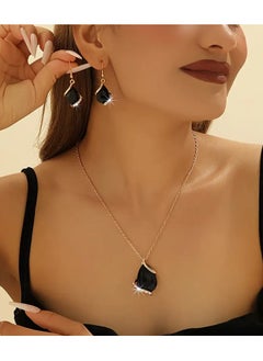 Home Clearance Sale Elegant Heart-Shaped Jewelry Set for Women - Vintage-Inspired Necklace and Earrings with Black & Clear Gemstones, Zinc Alloy, Perfect for Parties & Daily Wear, August Birthstone Gift, Vintage Jewelry  - Image 1