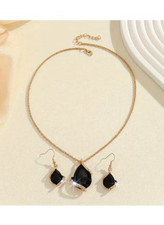 Home Clearance Sale Elegant Heart-Shaped Jewelry Set for Women - Vintage-Inspired Necklace and Earrings with Black & Clear Gemstones, Zinc Alloy, Perfect for Parties & Daily Wear, August Birthstone Gift, Vintage Jewelry  - Image 3