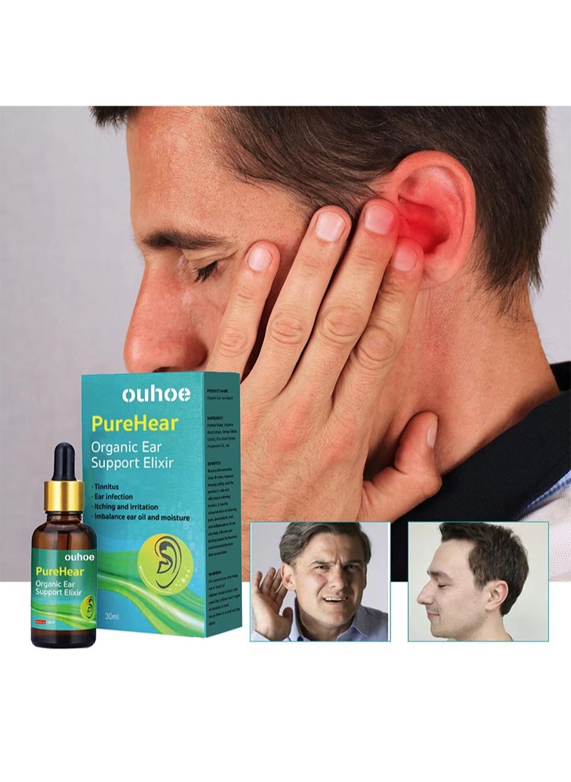 PureHear Organic Ear Support Elixir,Natural Herbal Formula Tinnitus Relief Drops, Tinnitus Oil Effective Earache Relief, Improve Hearing