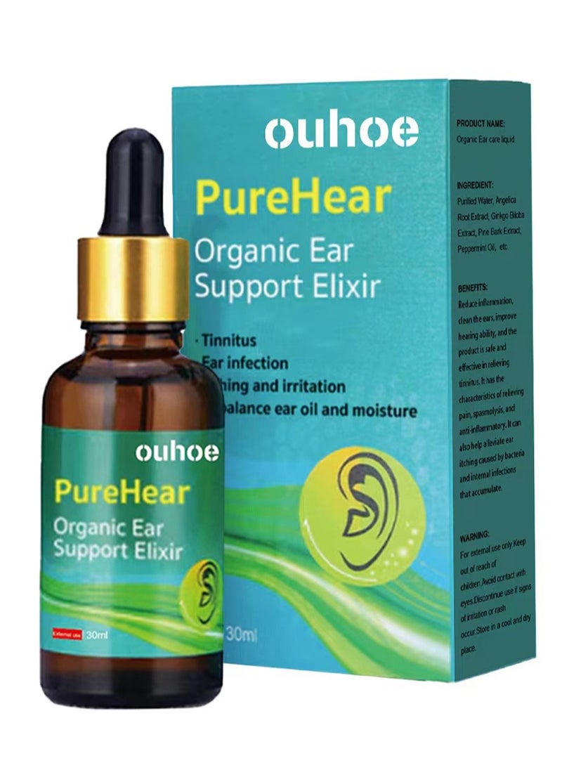 PureHear Organic Ear Support Elixir,Natural Herbal Formula Tinnitus Relief Drops, Tinnitus Oil Effective Earache Relief, Improve Hearing