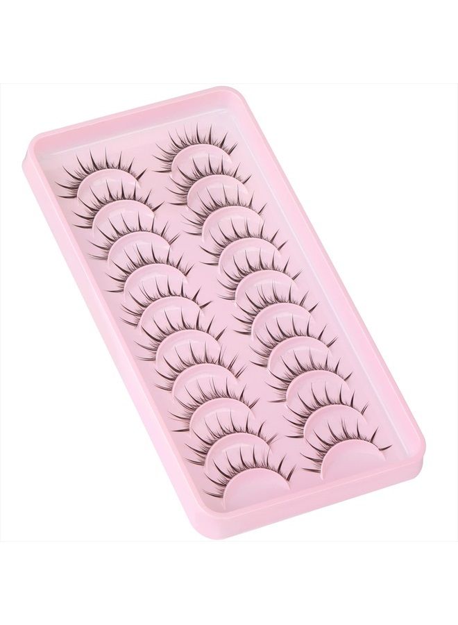 Geeneiya Manga Lashes Natural Look Individual Lash Clusters Anime False Eyelashes Wispy Spiky Kawaii Korean Makeup Clear Band 3D Short Faux Mink Manhua Eyelashes - Geeneiya 02A - Image 5