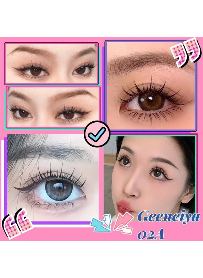 Geeneiya Manga Lashes Natural Look Individual Lash Clusters Anime False Eyelashes Wispy Spiky Kawaii Korean Makeup Clear Band 3D Short Faux Mink Manhua Eyelashes - Geeneiya 02A - Image 3