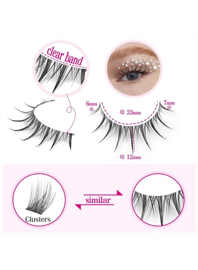 Geeneiya Manga Lashes Natural Look Individual Lash Clusters Anime False Eyelashes Wispy Spiky Kawaii Korean Makeup Clear Band 3D Short Faux Mink Manhua Eyelashes - Geeneiya 02A - Image 2