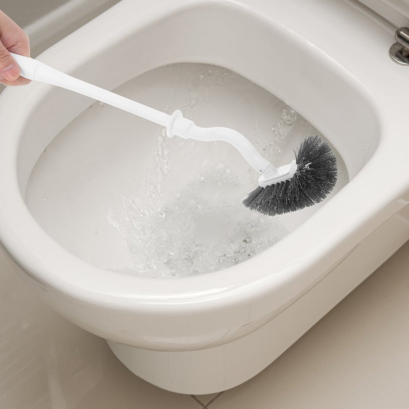 🚽 فرشاة تنظيف حمام ومرحاض عصا بلاستيكية بيضاء - Image 3