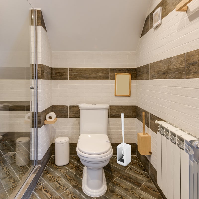 🚽 فرشاة تنظيف حمام ومرحاض عصا بلاستيكية بيضاء - Image 5