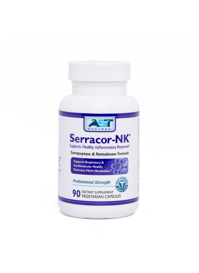 إيه إس تي إنزيمز إنزيمات AST Serracor-NK - تركيبة إنزيم جهازي بروتيني - تحتوي على سيرابيبتاز مقاوم للأحماض وناتوكيناز مقاوم للأحماض - دعم الدورة الدموية والجهاز التنفسي - 90 كبسولة نباتية  - Image 1