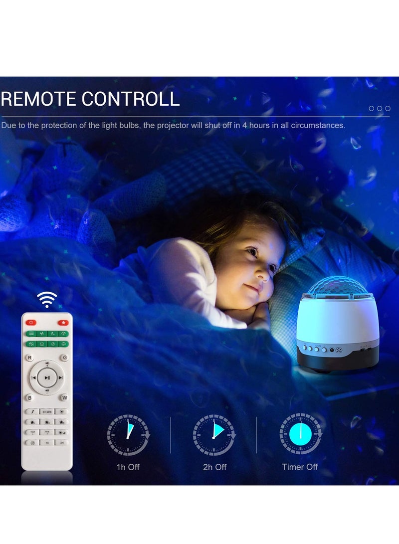 Night Light Projector, Portable Starry Sky Projector Lamp, Bluetooth Music Water Ripple Projector, White Noise Music Speaker With Remote Control For Bedroom And Baby Nursery, (1pc)  - Image 2