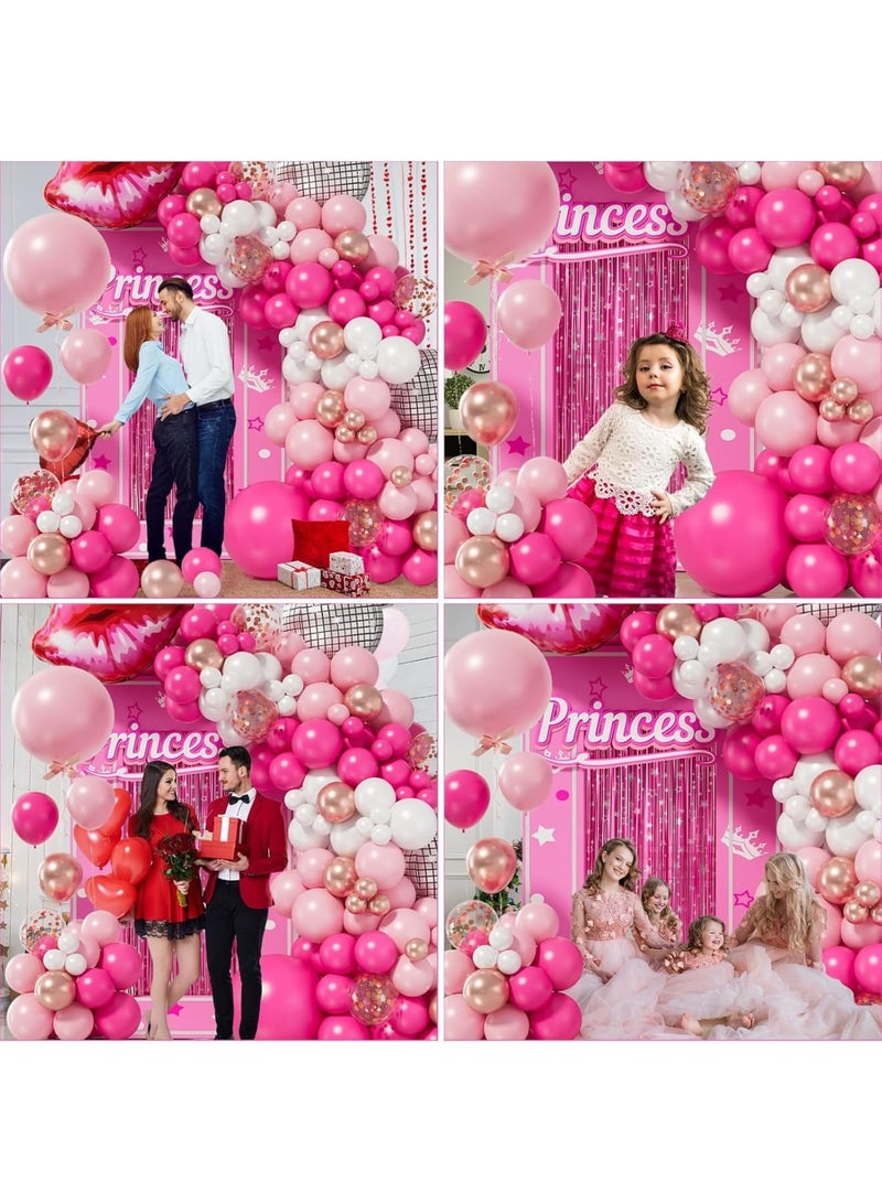 SYOSI Balloon Garland Kit, Pink and Rose Gold Chrome Balloons with Heart Lip and Silver Disco Ball, DIY Party Decoration Set for Girls Birthday Princess Baby Shower Party Celebration - Image 5