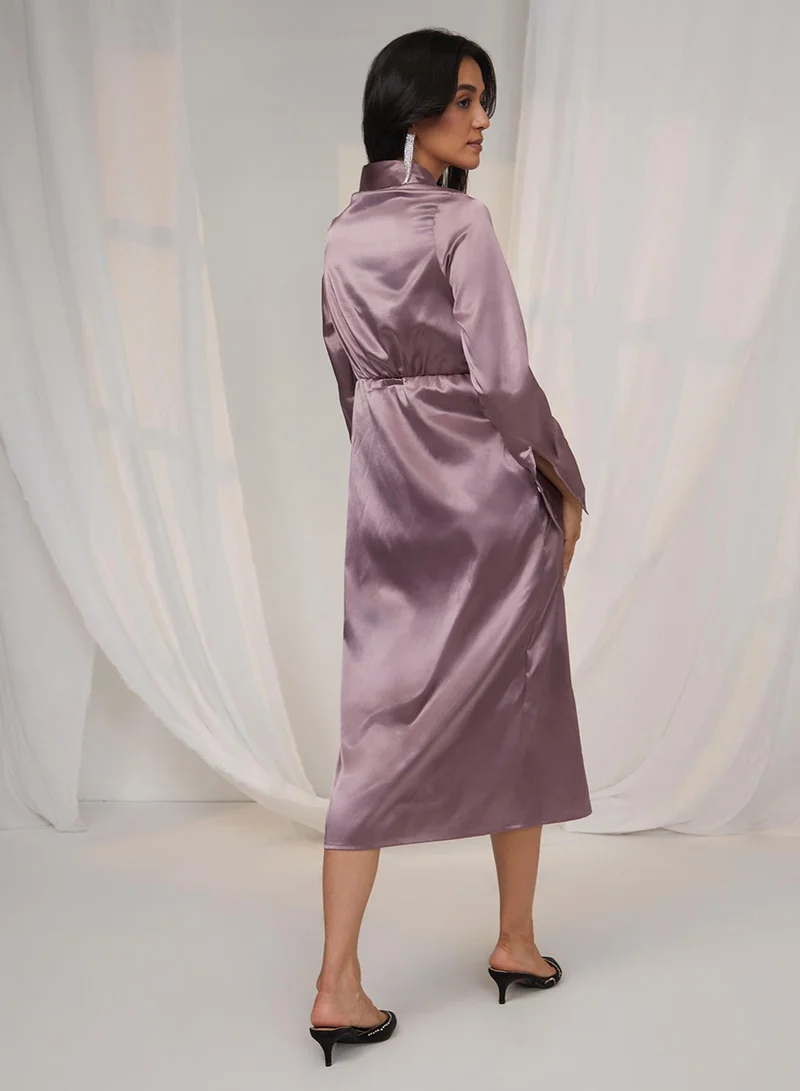 PINACOLADA  Women's Mauve Purple Draped Shirt Dress for Women | Best Price UAE