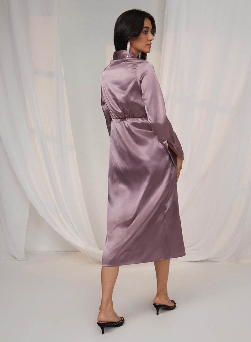 PINACOLADA Women's Mauve Purple Draped Shirt Dress - Image 5