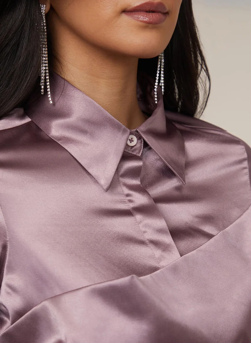 PINACOLADA  Women's Mauve Purple Draped Shirt Dress for Women | Best Price UAE
