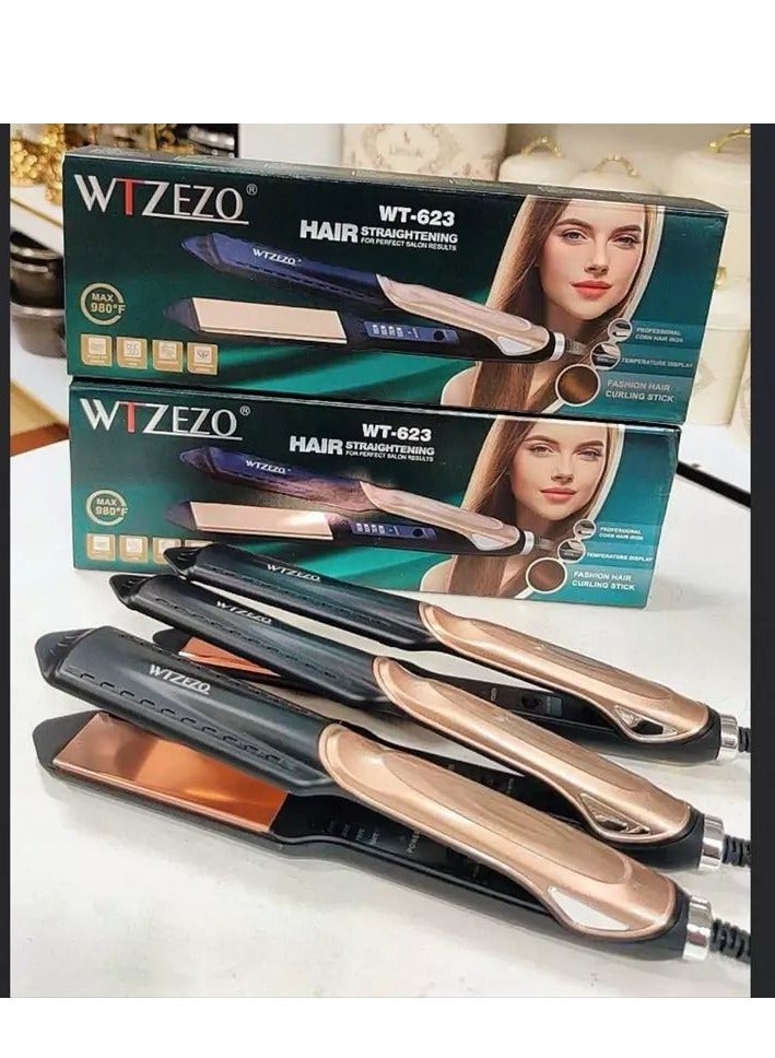 وتزيزو جهاز فرد الشعر WTZEZO WT-623 بتقنية التورمالين وحرارة تصل حتى 980 فهرنهايت – شاشة رقمية وتحكم في درجات الحرارة – لتصفيف احترافي وتجعيد عصري - Image 5