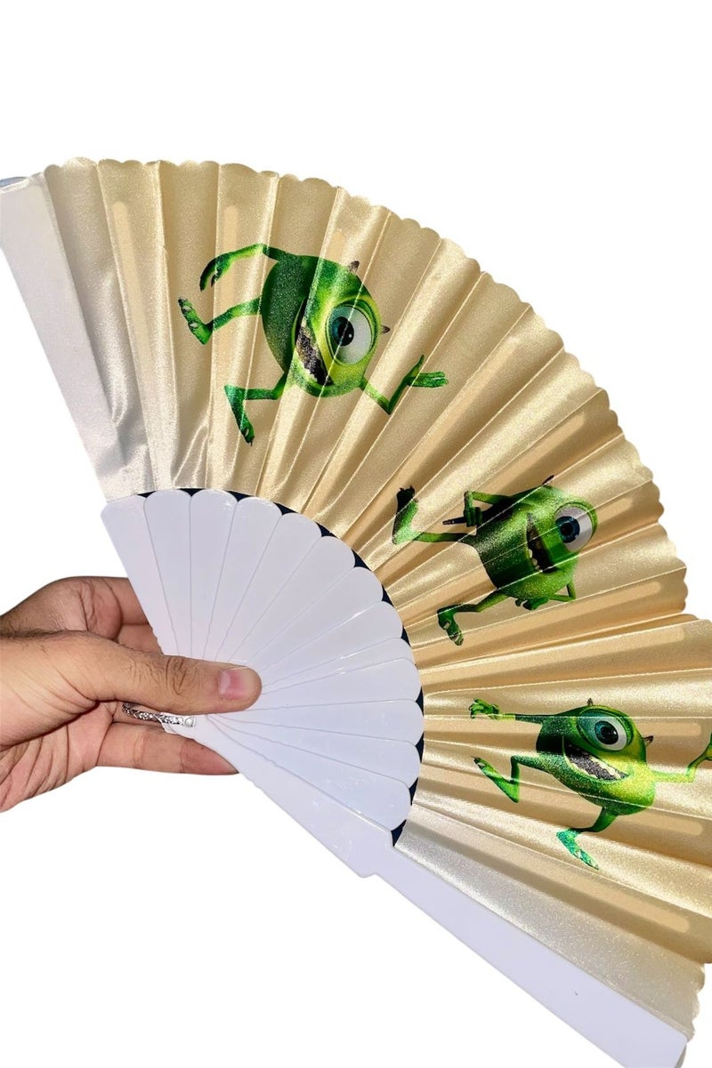 مونسترز Folding Fan, Style Handheld Fan with Fabric Plastic Frame for Wedding Party Dancing - Image 3