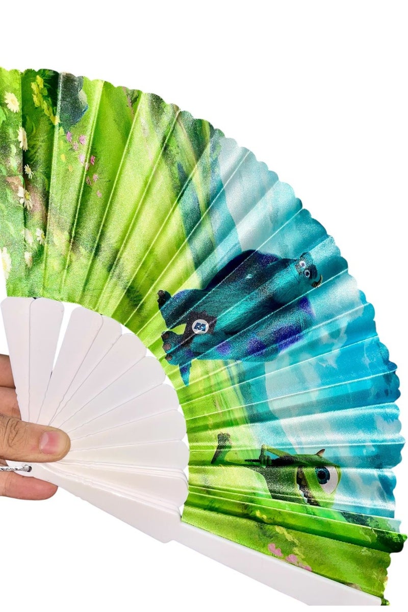 مونسترز Folding Fan, Style Handheld Fan with Fabric Plastic Frame for Wedding Party Dancing - Image 4
