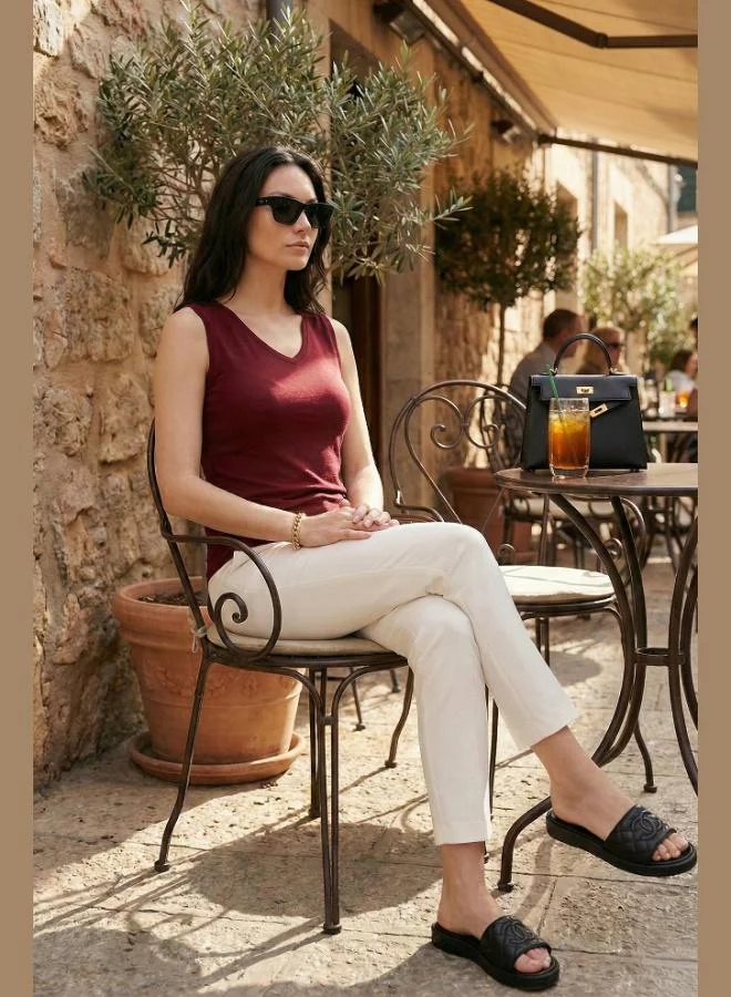 Lela Lela Thick Strapped V-Neck Blouse Women's Blouse 5864384