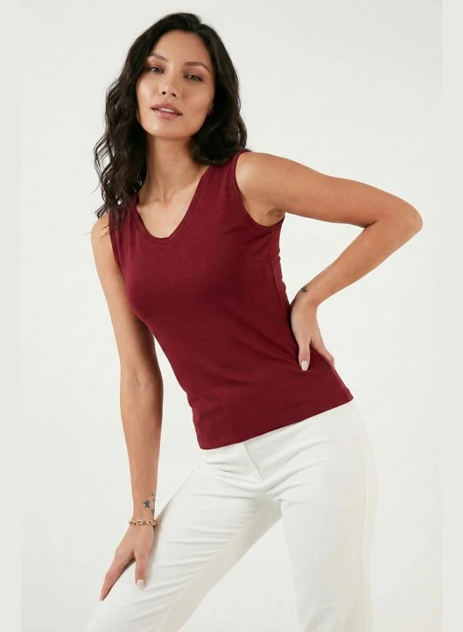 ليلا Lela Thick Strapped V-Neck Blouse Women's Blouse 5864384