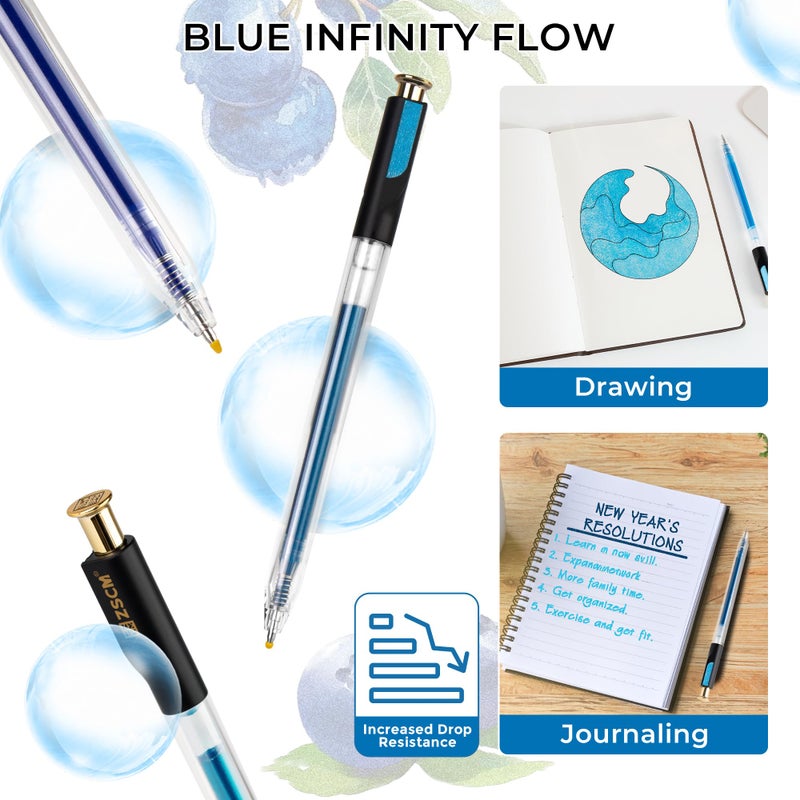ZSCM Retractable Glitter Gel Pens, 12 Colors Large Capacity Blue Glitter Metallic Gel Ink Pen, 1 mm Fine Point Smooth Writing Color Pens for Adult Coloring Book Note Taking Aesthetic Art Supplies - Image 5