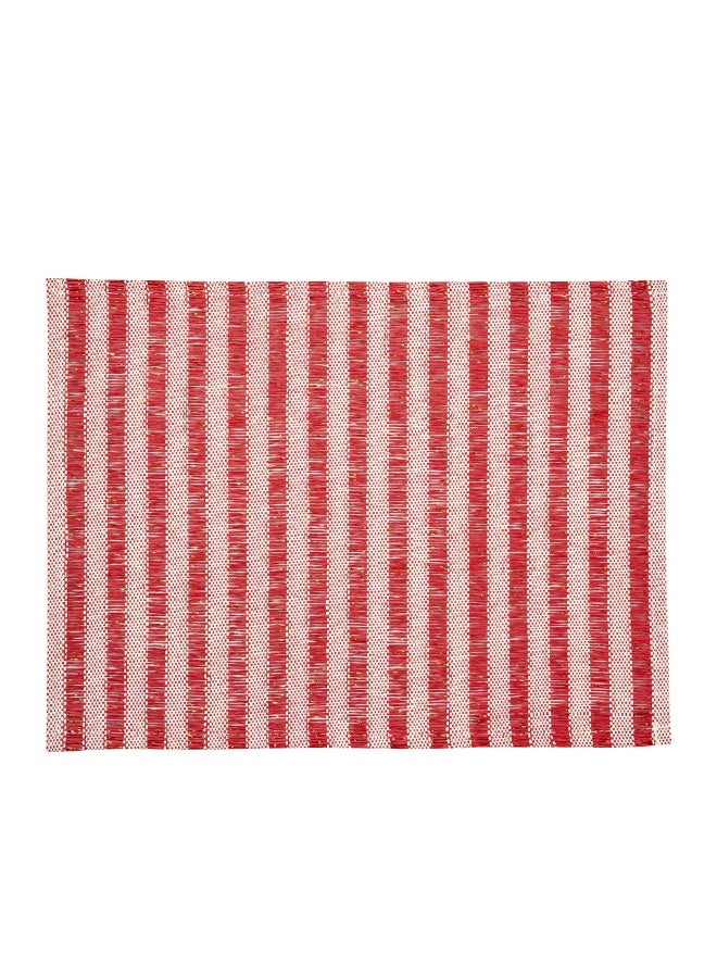 Restaurantware 16 x 12 Inch Dining Table Placemats, Set Of 6 Rectangle Kitchen Table Mats - Striped, Easy To Clean, Red Plastic Striped Placemats, Wipeable, Durable - Image 1