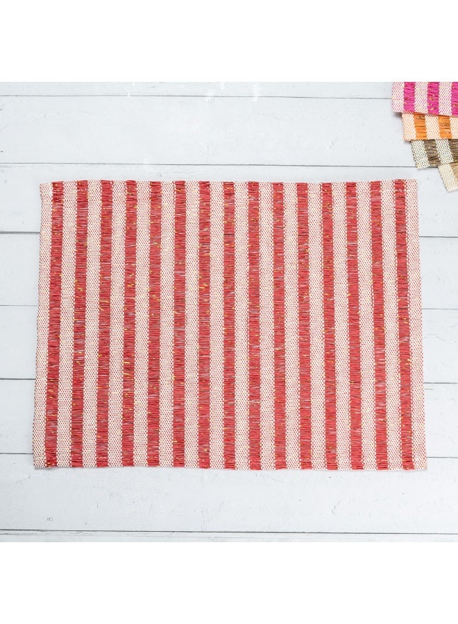 Restaurantware 16 x 12 Inch Dining Table Placemats, Set Of 6 Rectangle Kitchen Table Mats - Striped, Easy To Clean, Red Plastic Striped Placemats, Wipeable, Durable - Image 4